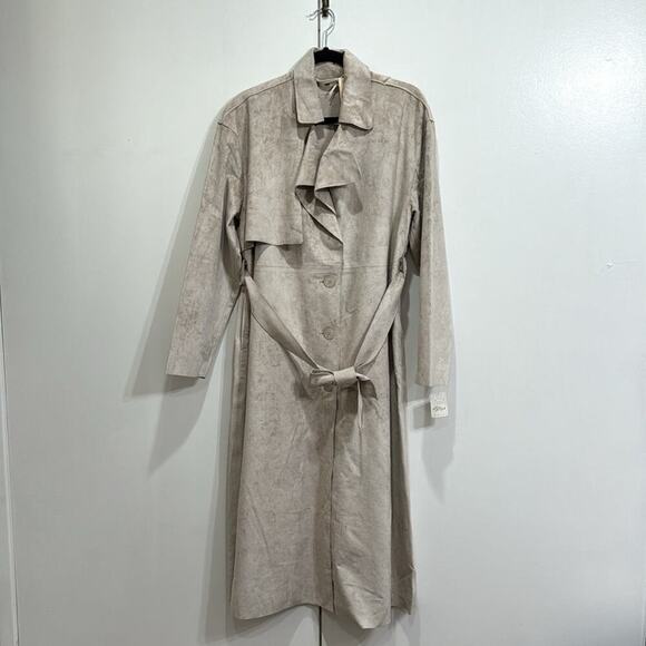 Free People x Blank NYC Vegan Suede Trench Coat Size Medium - Picture 11 of 12